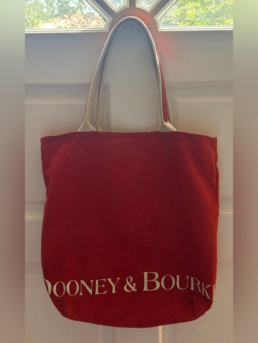 Dooney & Bourke Recycle Fashionably Red Canvas Oversized Logo Tote